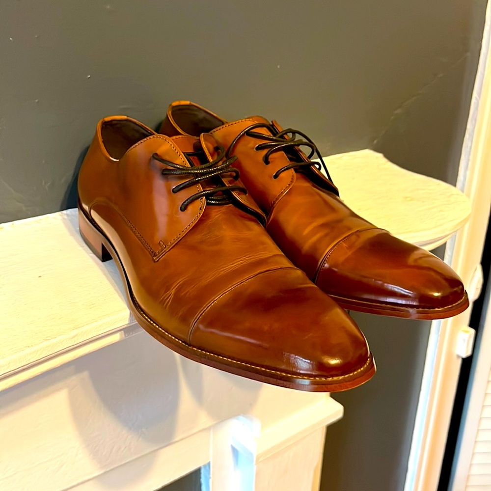 Asher Green Brown Leather Cap Toe Oxfords Size 11